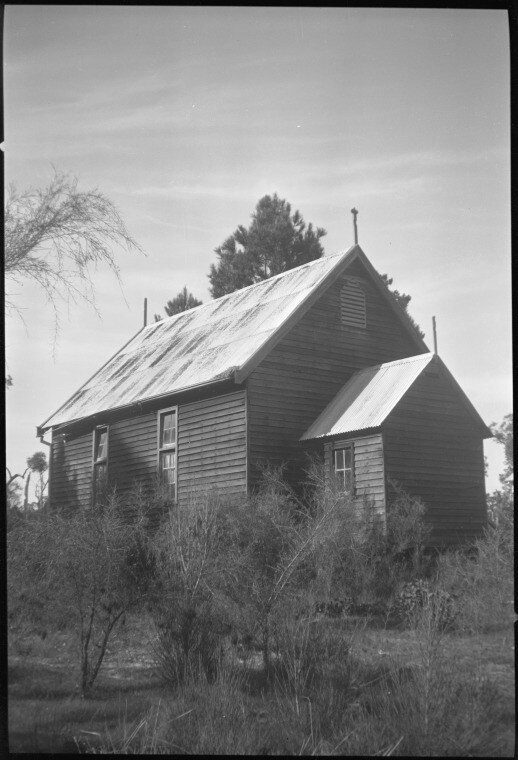 Historical black and white photograph of Holy Trinity Anglican Church, Cookernup