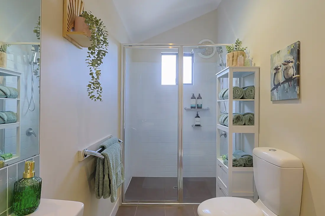 Bathroom with a glass shower